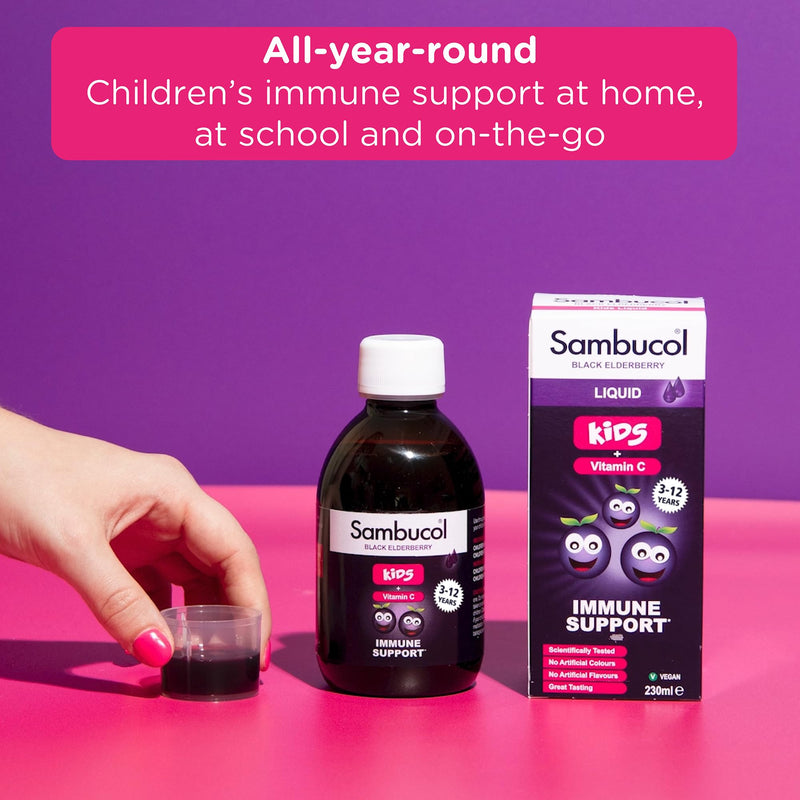 Sambucol Natural Black Elderberry Kids Liquid | Vitamin C | Immune Support Supplement | 230ml 230 ml (Pack of 1)