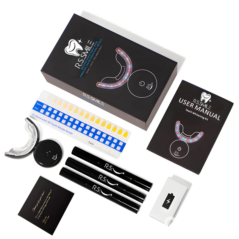 RS Smile Professional Wireless Teeth Whitening Kit with 32X Dual LED Lights, Red & Blue Light Technology for Deep Whitening, Rechargeable Device, Gentle Enamel - Safe Formula