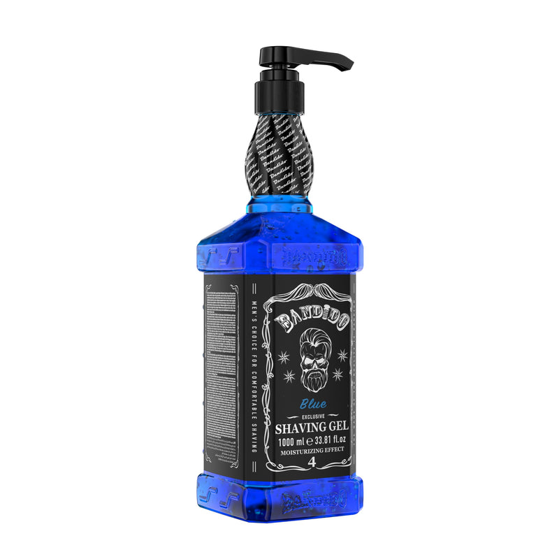 [Australia] - Bandido Shaving Gel Men Red & Blue 1000ml Transparent Shaving Gel for Men, Non-Foaming, Precise Shaving of Beard Contours, Can Be Used with Any Razor Blade, Men's Razor (Blue 1000ml) 