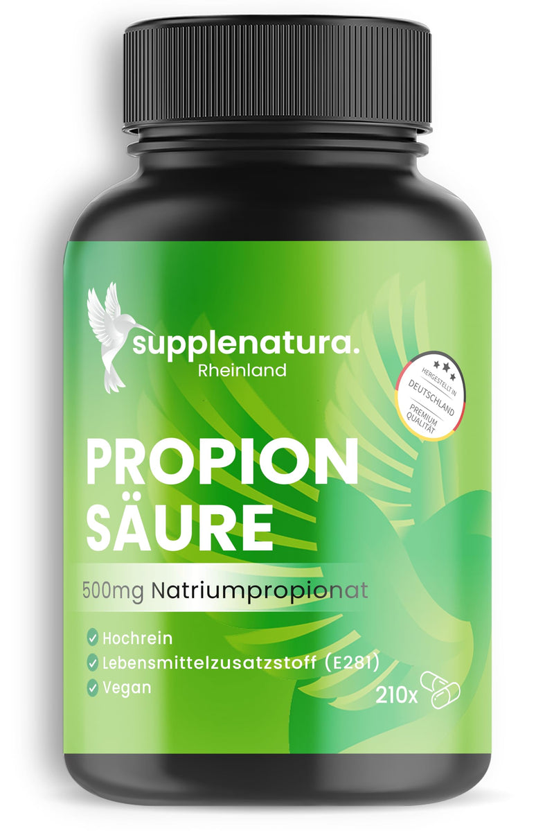 [Australia] - Propionic acid - 210 capsules (500mg) - high-purity sodium propionate - laboratory tested - vegan - German production - propionic acid capsules from SUPPLENATURA® neutral in taste 