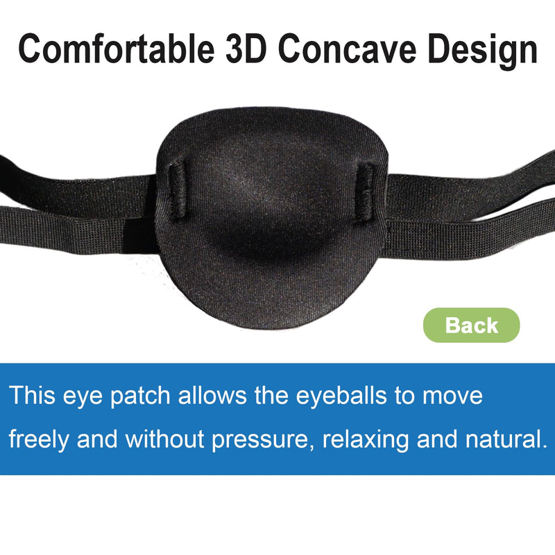 [Australia] - 2 Pcs Eye Patches for Adults and Kids,3D Adjustable Eyepatch for Right or Left Eye,One Eye Cover for Lazy Eye,Pirate Costume(Black) Normal Black 