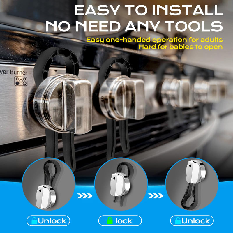 [Australia] - Stove Knob Safety Covers for Child, Gas Stove Knob Locks (5 Pack) clip 
