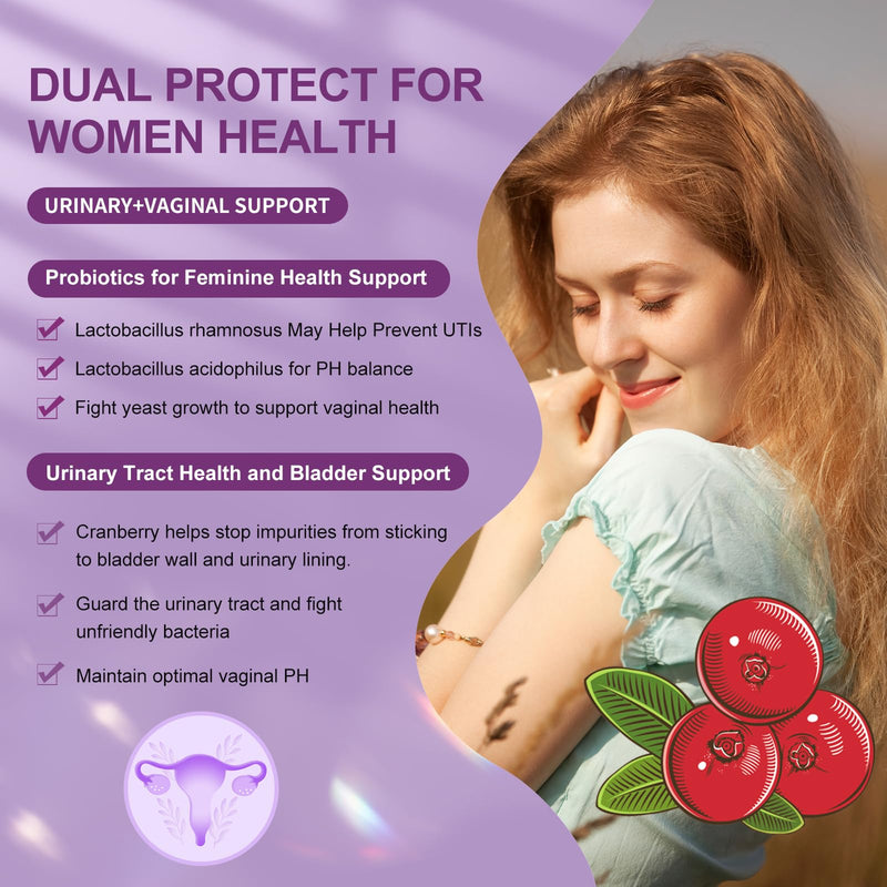 [Australia] - Women's Probiotic 180 Billion CFUs, 18 Strains, with Organic Prebiotics+Cranberry Extract & D-Mannose, for Digestive, Boost Immune, Women's Health & Urinary Tract Health, 90 Vegetarian Capsules 