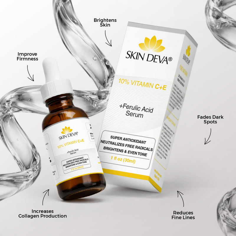 Skin Deva 10% Vitamin C Serum with Vitamin E & Ferulic Acid – Brightening Facial Serum with Hyaluronic Acid, Lightweight Formula for Even-Looking Skin - Pack of 2 2 Fl Oz (Pack of 1)