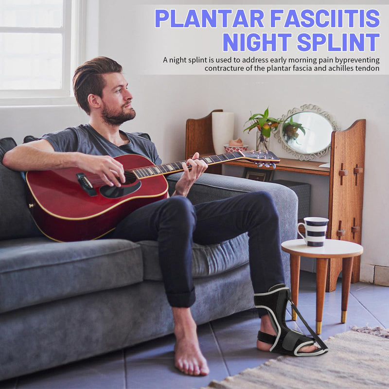 Plantar Fasciitis Night Splint: Upgraded Plantar Fasciitis Brace for Women Men Plantar Fasciitis Relief Achilles Tendonitis Foot Drop Heel Spur Pain Black Black-1pack