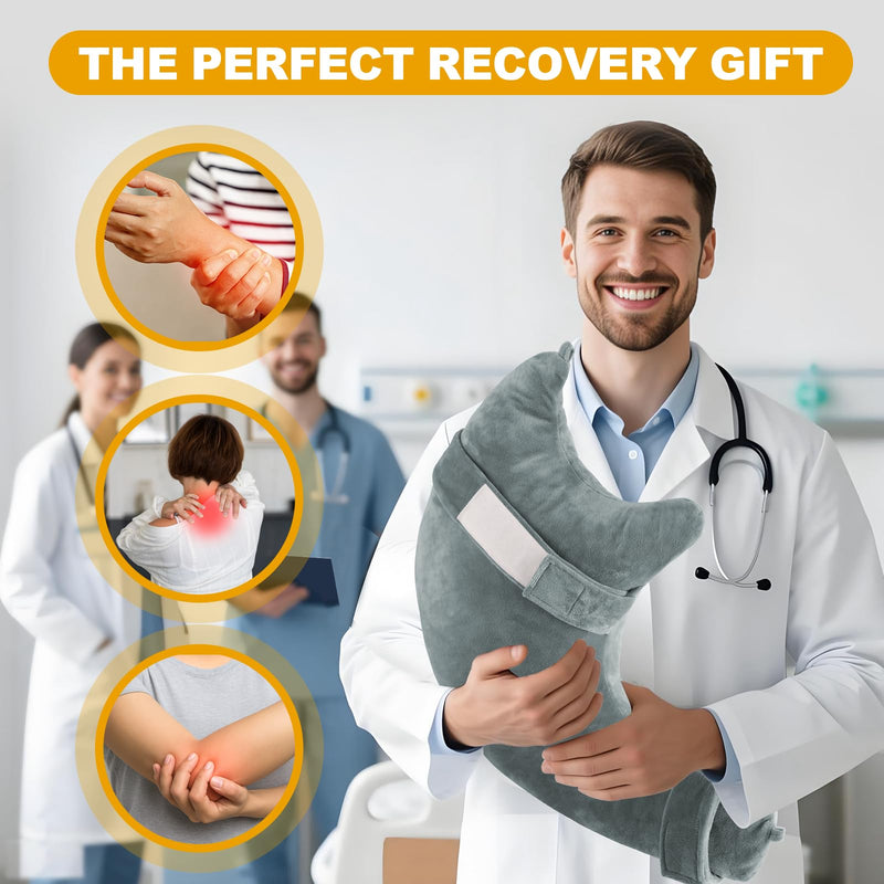 [Australia] - Shoulder Surgery Pillow Rotator Cuff Pillow with Strap Arm Pillow Shoulder Pillow for Shoulder Pain Arm Pillows for Adults After Surgery Rotator Cuff Surgery Recovery Pillow Grey L Large 