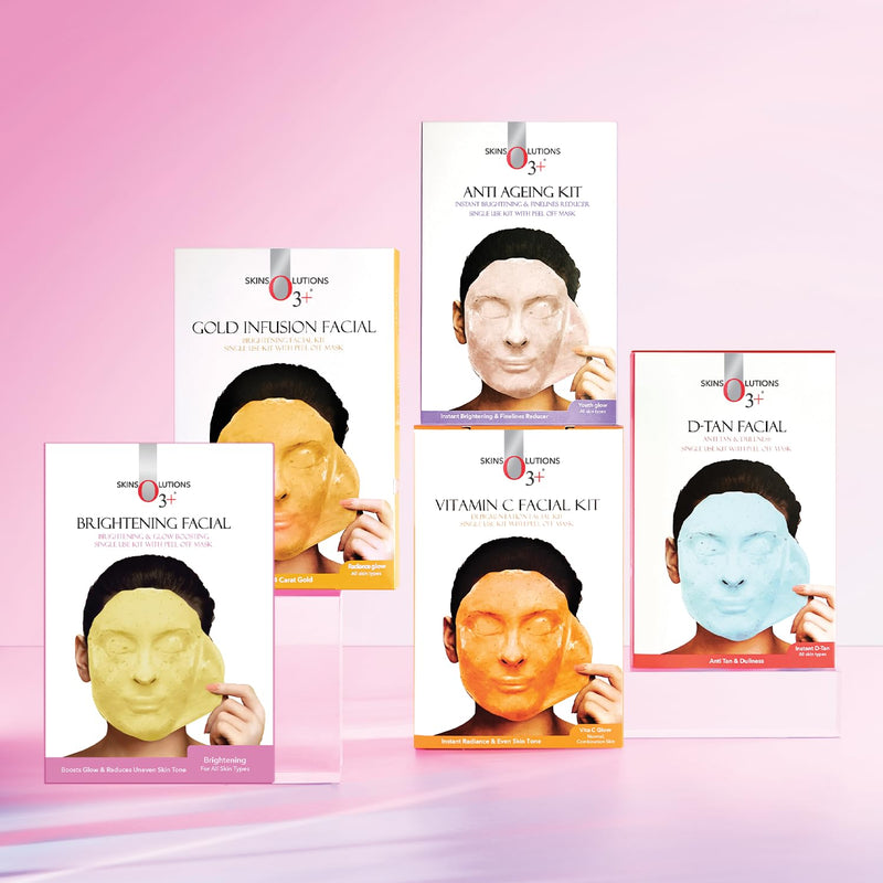 O3+ Vitamin C Facial Kit 45g with Peel Off Mask for Instant Radiance and Even Skin Tone | Ideal for Normal, Combination Skin
