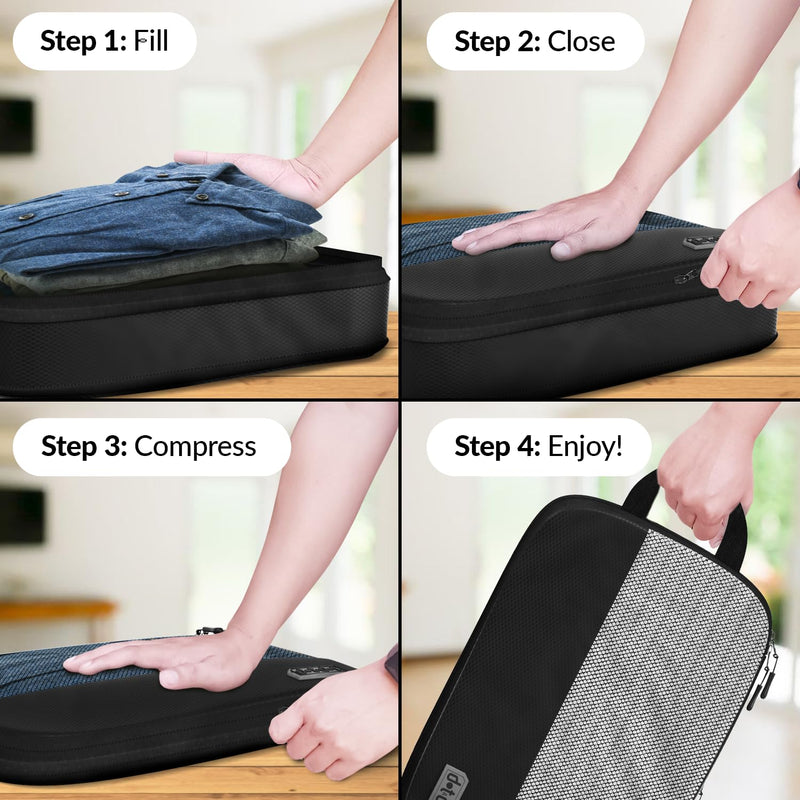 Dot&Dot Compressible Packing Cubes + 2 oz Leak Proof Travel Bottles