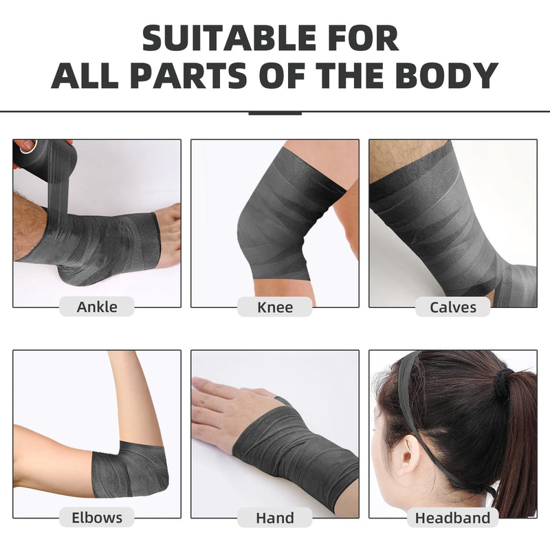 [Australia] - OK TAPE Pre Wrap Tape (4-Rolls) - Athletic Foam Underwrap for Sports, Protect for Ankles Wrists Hands and Knees, 2.75 Inches x 30 Yards - Black 