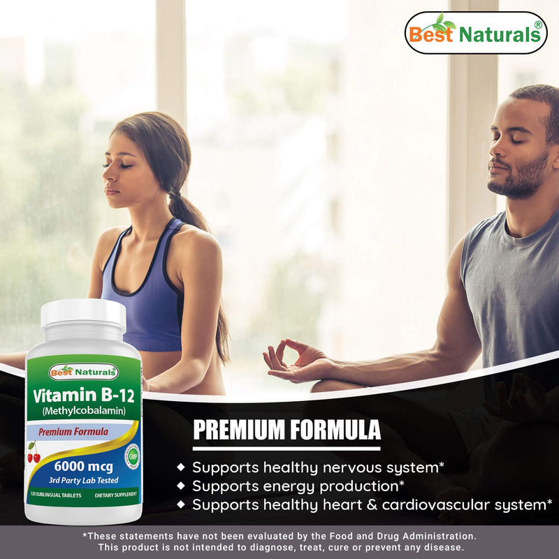 Best Naturals Vitamin B12 6000 mcg & Vitamin K2 (MK7) with D3