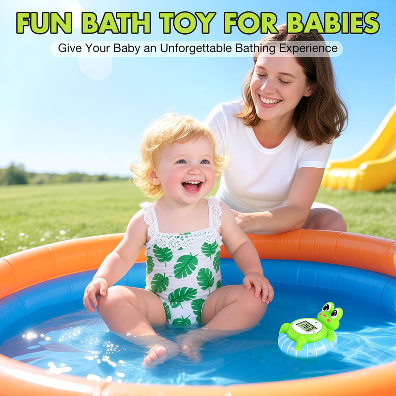 [Australia] - Baby Bath Thermometer - CPC Certified | IP68 Waterproof, BPA-Free for Newborn Safety | Floating Design, Temp Alarm & Backlit Display | Baby Bathtub Temperature Toy 