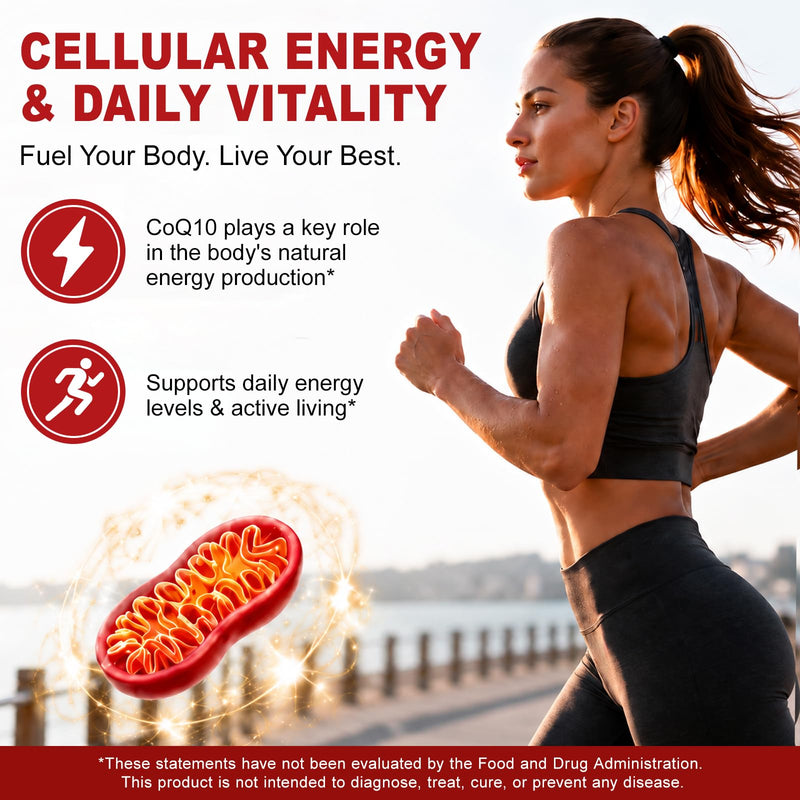 CoQ10 Supplement, 120 Softgels Coenzyme Q10 High Strength 200mg Fermented Coenzyme Q10 Ubiquinone 2-in-1 Formula Naturally Co Enzyme CQ10 with MCT Oil Non-GMO