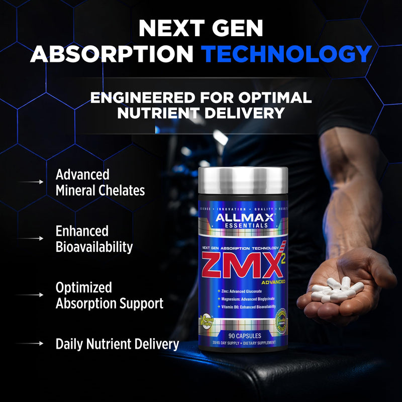 ALLMAX ZMX2 Zinc Magnesium Vitamin B6 Capsules, 90 Count