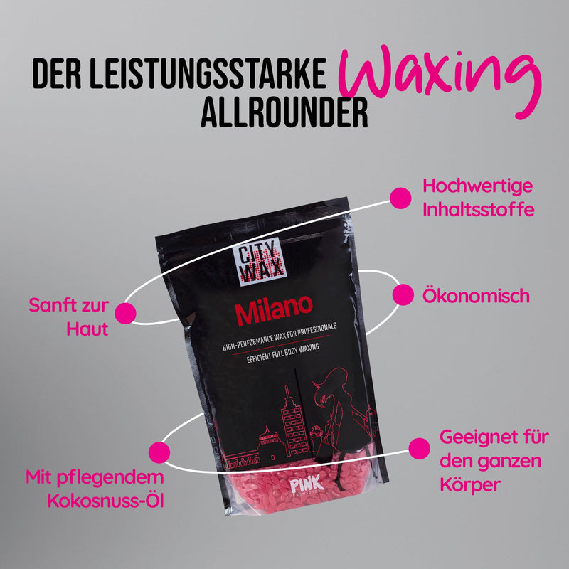 [Australia] - PINK Cosmetics - CITY WAX Milano 1 kg - professional waxing without fleece strips - wax beads for quick and easy hair removal on the entire body 1 kg (pack of 1) 