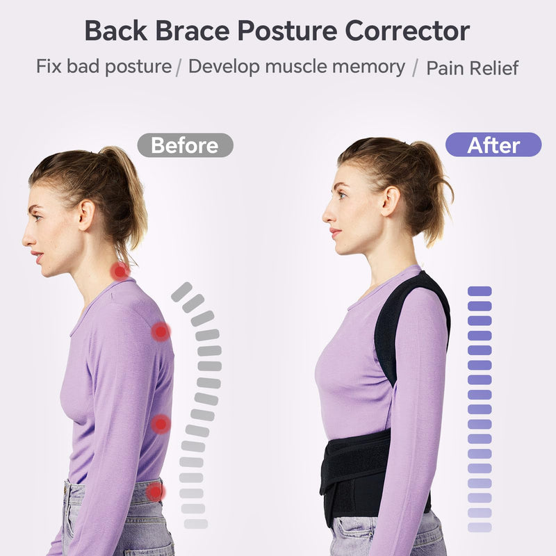 Back Brace for Women and Men Posture Corrector with Adjustable Lumbar Support - Shoulder Upper Lower Back Pain Relief for Hunchback Scoliosis Sciatica - Breathable Design (39.5''-43.5'') X-Large