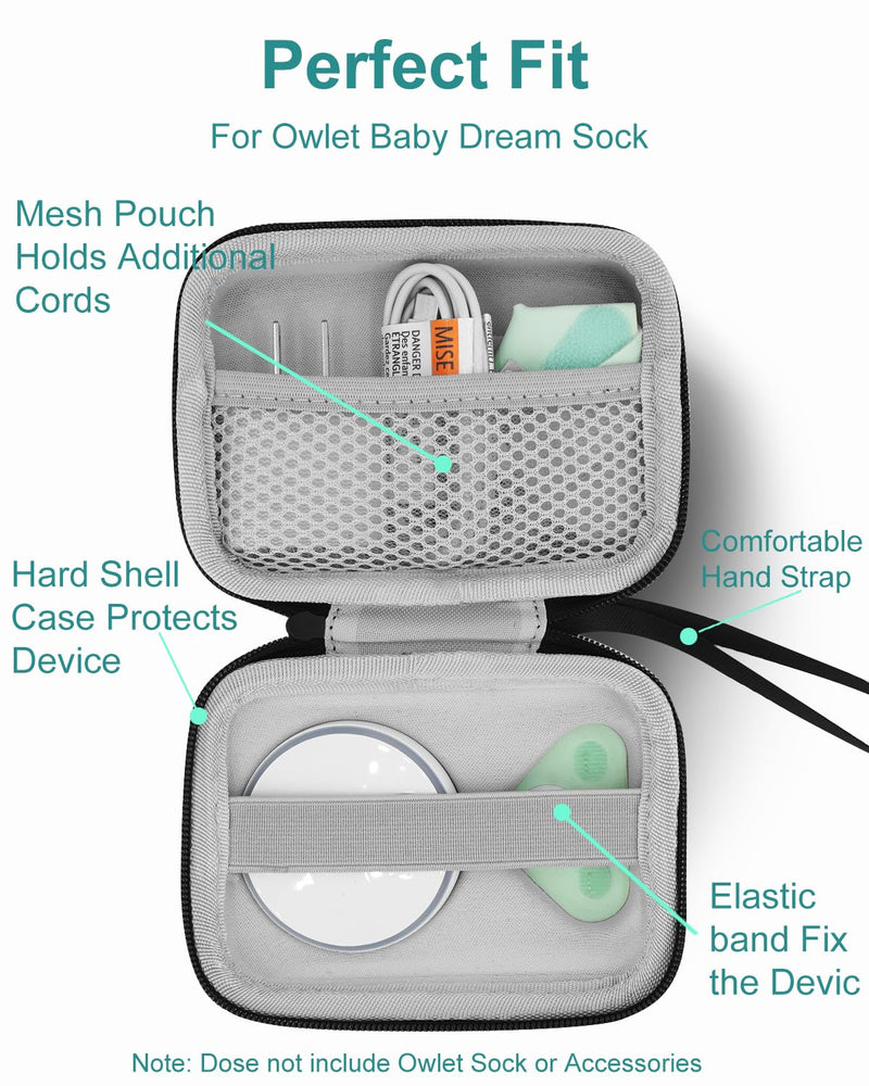 [Australia] - Hard Travel Case for Owlet Dream Sock Baby Sleep Oxygen Monitor, Protect Storage Case for Owlet Smart Baby Monitor, Black Designed Specifically 