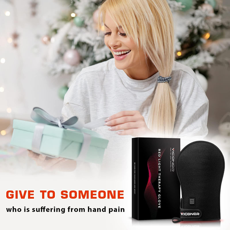 [Australia] - Red Light Therapy Device for Hands, Infrared-Light-Therapy-Gloves Finger Wrist, Led Near Infrared Carpal Tunnel Black2 