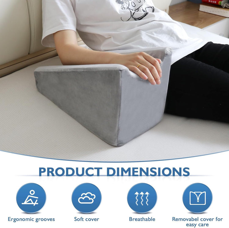 [Australia] - Arm Elevation Pillow, Arm Wedge Elevation Pillow Excellent, Ergonomic Elbow Support Pillow for Sleeping Arm Pads Elbow Pillow with Removable Pillow Case-Grey Grey 
