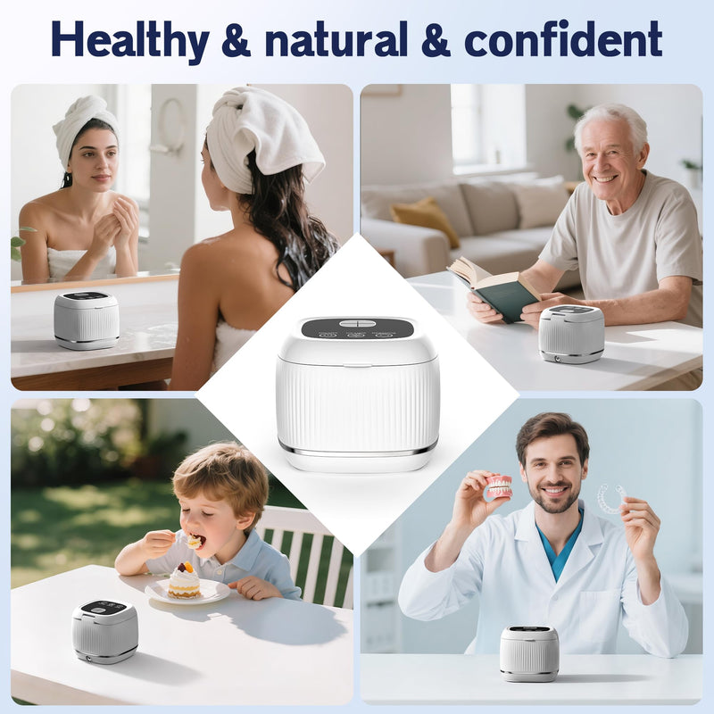 [Australia] - 2025 upgraded 3-in-1 version Ultrasonic Retainer Cleaner Machine, degassing technology+ultrasonic+UV, with a 5-fold increase in cleaning efficiency for Dentures, Mouth Guards, Braces, Jewelry 