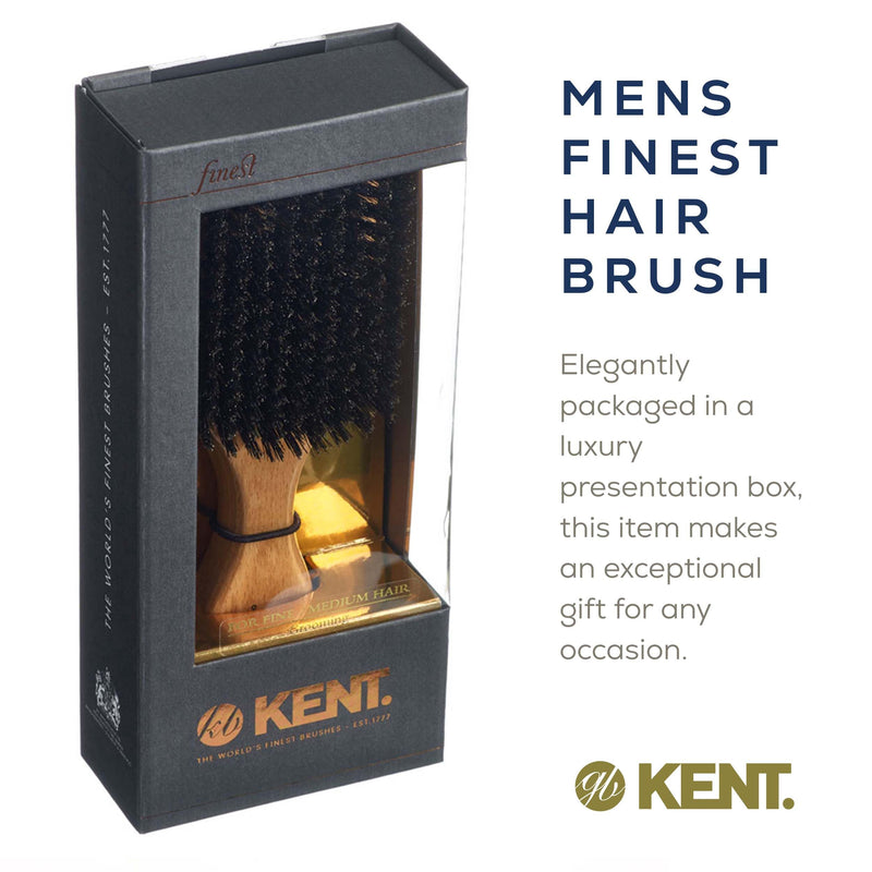 [Australia] - Kent OG2 Club Hair Brush, Small Boar Bristle Hair Brush for Men, Natural Boar Bristle Beard Brush for Men, Beechwood Kent Brush for Hair and Beards and Beard Straightener 