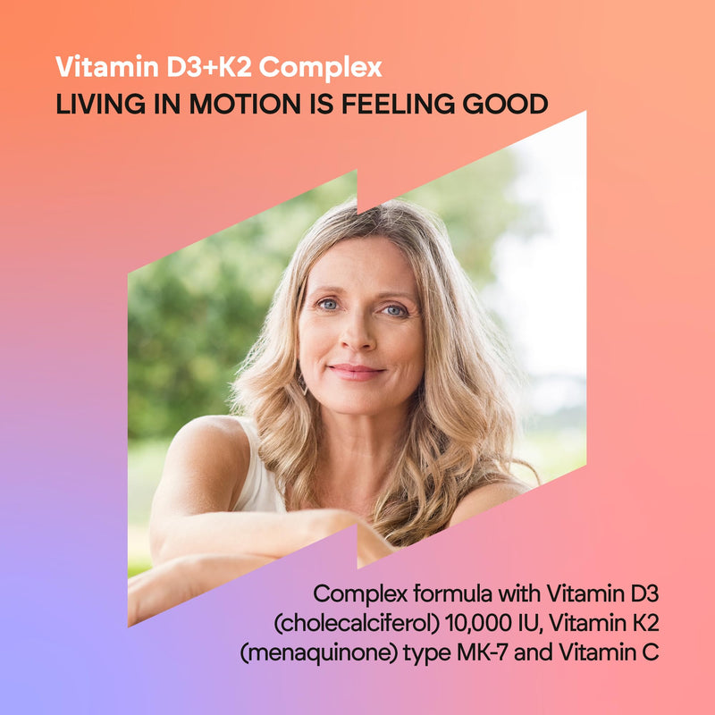 Vitamin D3 and K2 10,000 IU - D3 K2 MK7 with Vitamin C and Extra Virgin Olive Oil - 60 Softgels Vitamin D Complex Nutralie