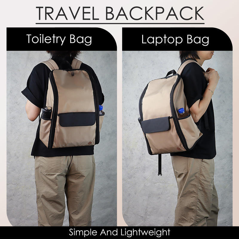Travel Laptop Backpack Large Hanging Toiletry Organizer Water-Repellent Hygiene Bag (Khaki+) Khaki+