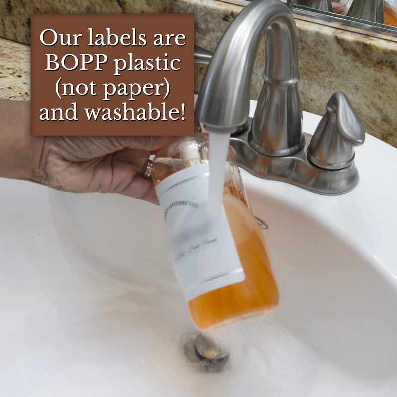 Clear Refillable Shampoo and Conditioner Bottles - Body Wash, Shampoo and Conditioner Dispenser - PET Plastic Shampoo Bottles Refillable with Pump - Waterproof Labels - 16 oz, 3 Pack (Stainless Steel) Stainless Steel Pumps