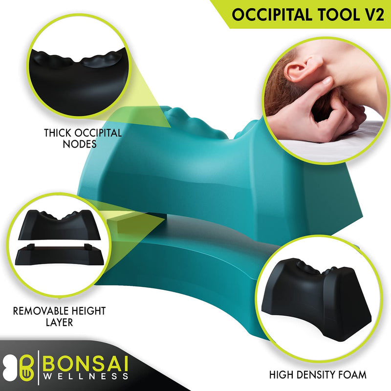 [Australia] - Occipital Release Tool 2.0 - Cervical Traction for Neck and Shoulder Pain Chiropractic Alignment Pivot Device for Trigger Point Therapy Headaches Migraine and Stress (Seafoam) Seafoam 