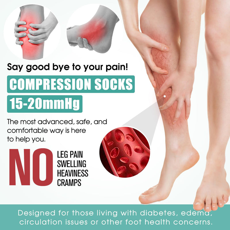 [Australia] - Laite Hebe 3 Pack Medical Compression Sock-Compression Sock For Women and Men Circulation -Best for Running,Nursing,Athletic Sports 02-black/White/Grey Small-Medium 