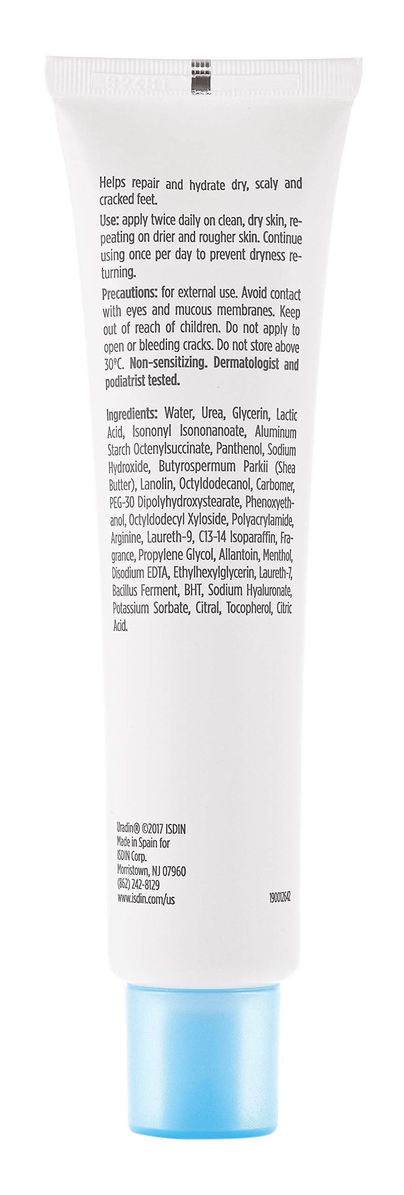ISDIN Uradin Podos Foot Cream, 10% Urea, Repairs Cracked Feet, 2.5 fl oz | Fast Absorbing & Lightweight Formula, Hydrates Dry Feet, Exfoliates Thick Skin, Non-greasy, Dermatologist Recommended