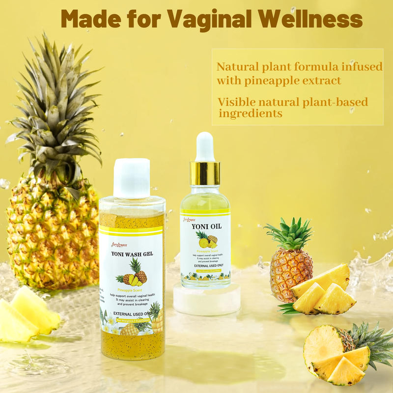 [Australia] - Natural Yoni Wash Yoni Oil Set, Feminine Wash for Women ph Balance, 1 fl.oz Feminine Oil & 6.7 fl.oz Intimate Vaginal Wash - Pineapple Scent 