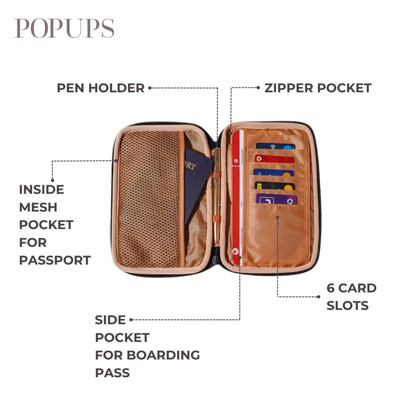 Passport Travel Wallet for Women - Large Multiple Document Organizer and Holder with Wristlet - Espresso