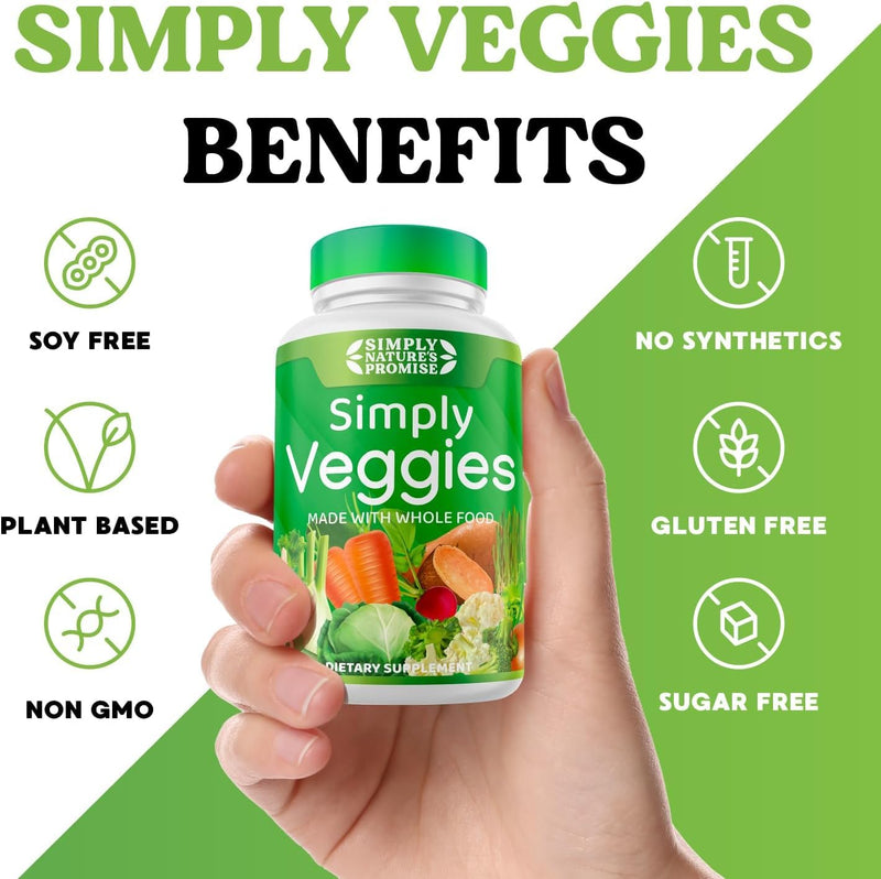 [Australia] - Simply Nature's Promise - 90 Veggie Capsules- 2 Month Supply - Made with Whole Food Superfoods, Packed with Beta Carotene & 18 Different Vegetables - 100% Soy Free 