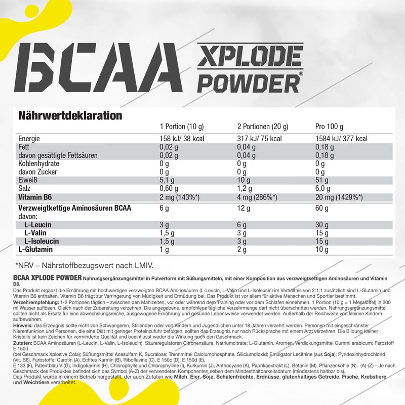 [Australia] - Olimp Sport Nutrition - BCAA Xplode Powder, Fruit Punch (500g). Nutritional supplement with BCAA and L-glutamine in one serving. 
