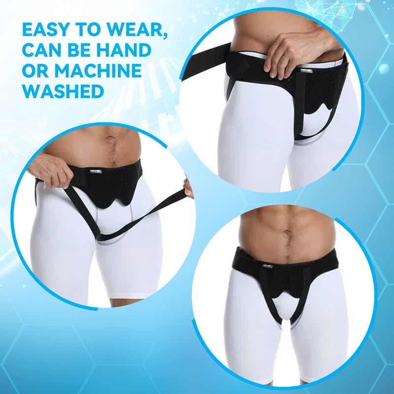 Hernia Belts for Men,Medical Hernia Guard Inguinal Truss for Single/Double,Sports Hernia Adjustable Waist Strap with 2 Removable Compression Pads (Medium) Medium