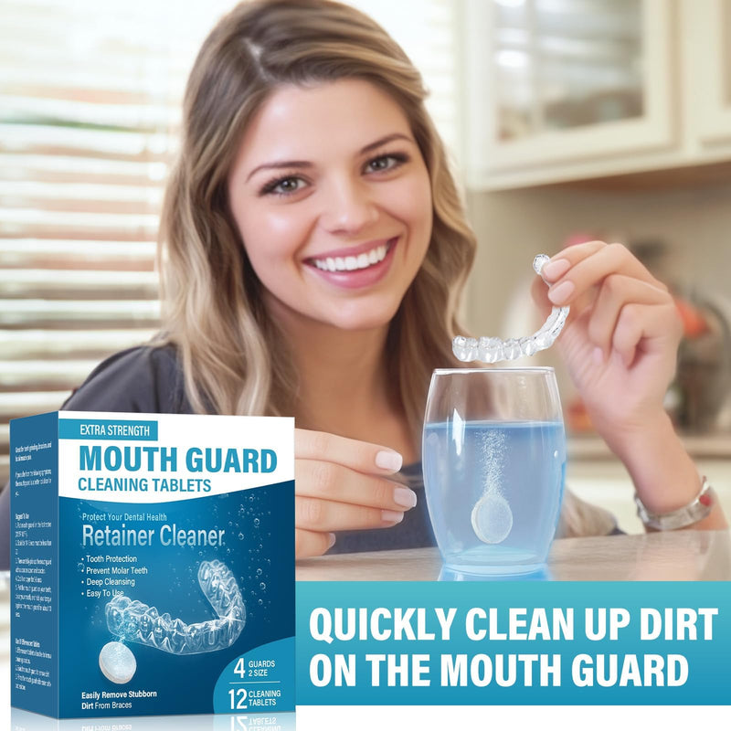 [Australia] - Night Guard for Teeth Grinding, Mouth Guard for Cleaning Teeth at Night, Reusable Night Guard for Teeth Grinding, Night Guard for Teeth - 4 Pack to 2 Sizes Light Green 