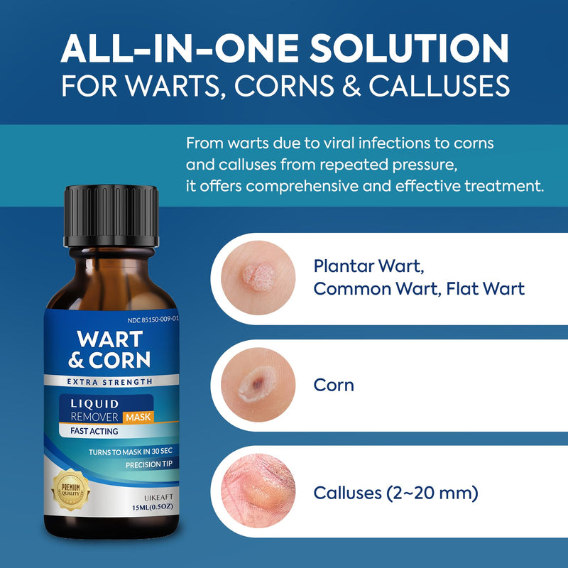[Australia] - Wart Corn Callus Remover for Feet: Toes Treatment with Extra Strength Salicylic Acid Liquid to Remove Plantar Wart on Foot for Men and Women 0.5oz (Unscented) Unscented 