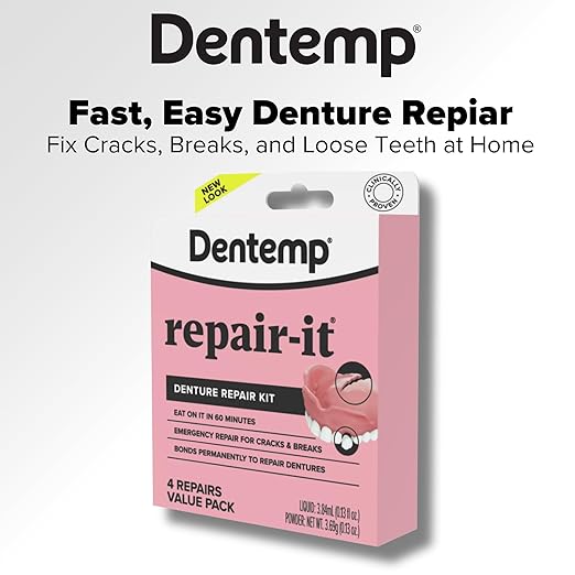 Dentemp Repair Kit - Repair-It Advanced Formula Denture Repair Kit - Denture Repair Kit Repairs Broken Dentures - Denture Repair to Mend Cracks & Replace Loose Teeth (Value Size)