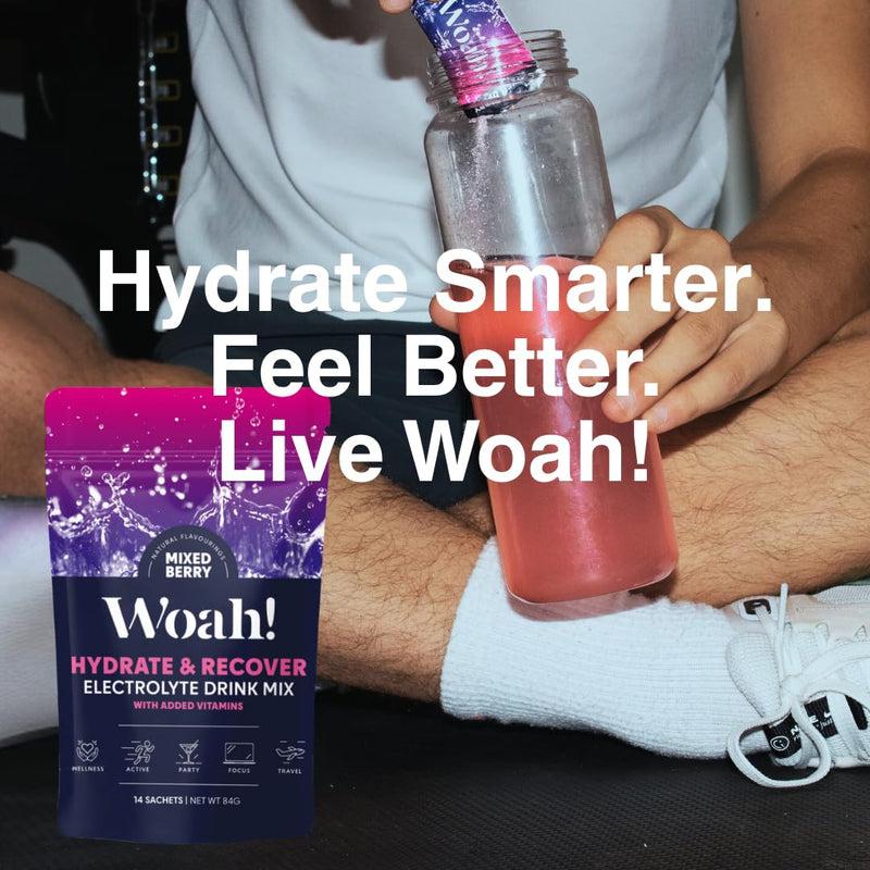WOAH Electrolyte Powder Drink Mix – WHO ORS Hydration Formula, 5 Electrolytes + 5 Vitamins, Low Sugar, 15 Calories, Rapid Hydration & Recovery – Mixed Berry, 14 Sachets 14 Servings (Pack of 1)