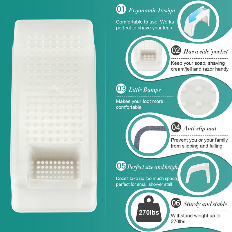 [Australia] - AmazeFan Shower Foot Rest, Shower Foot Stool for Shaving Legs, Pedicure Foot Rest Stand White 