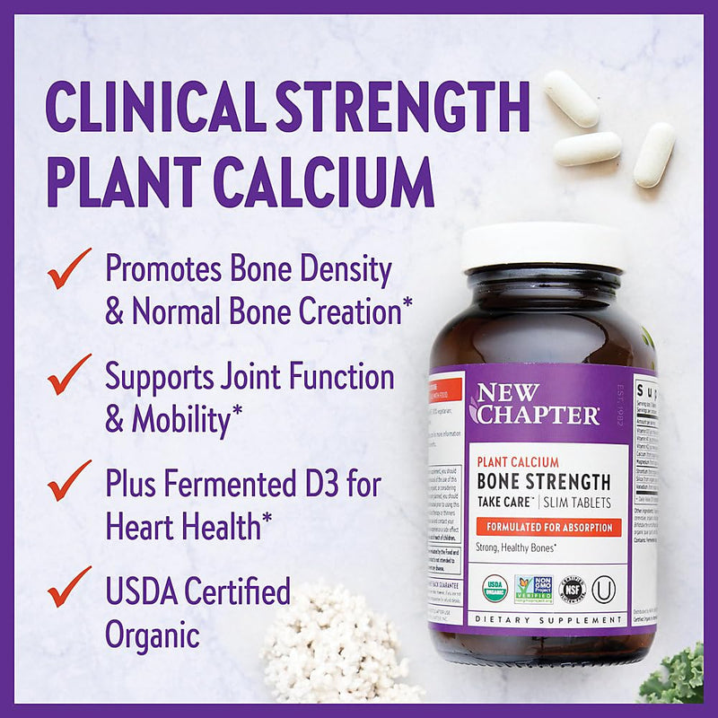 New Chapter Calcium Supplement â€“ Bone Strength Organic Plant Calcium with Vitamin K2 + D3 + Magnesium, Vegetarian, Gluten Free - 120 count (40 day supply)