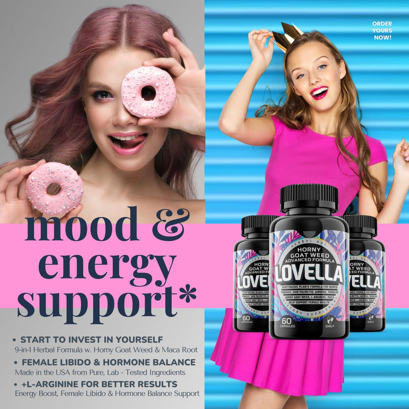 [Australia] - Hornygoatweed Women - Libido Booster for Women, Mood, Energy & Hormone Balance for Women w. Maca Root - Female Libido Booster w. Ginseng - Libido Supplement for Women w. Tribulus terrestris -60ct USA 