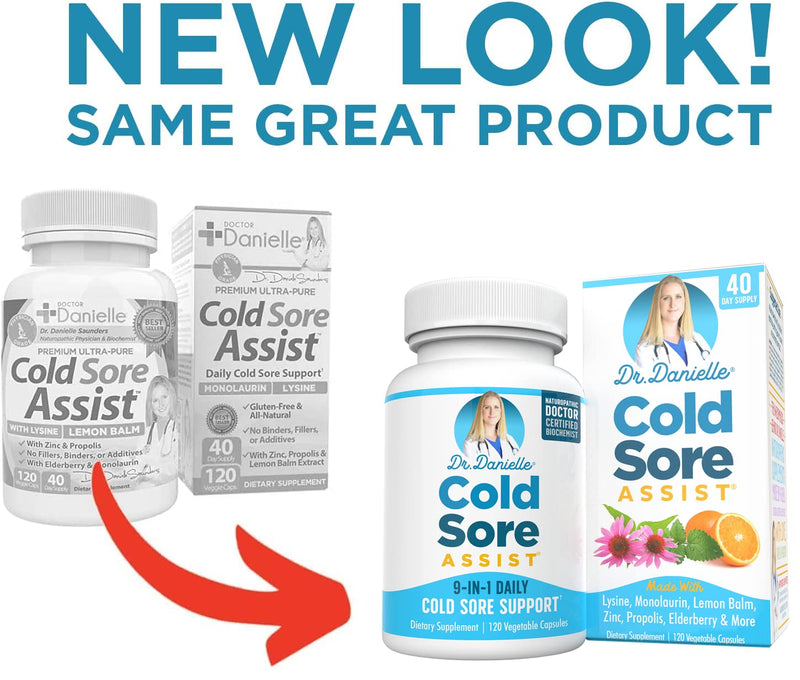 [Australia] - Best Cold Sore Supplement with Lysine and Lemon Balm - Dr. Danielle Cold Sore Assist - 120 Capsules 