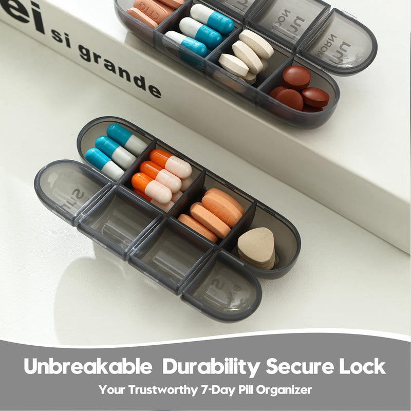 Pill Organizer 3 Times a Day - Pill Box 7 Day, Large Weekly Medicine Pill Organizer for Travel with Removable Individual Containers, Ideal for Vitamins, Supplements, Medicine (Black, 21 Slot) Black 21 Count (Pack of 1)