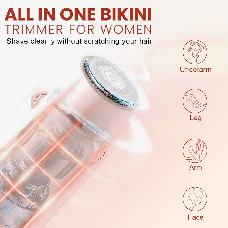 [Australia] - Electric Bikini Trimmer for Women - Dermave Bikini Shaver, Dual Head Shaver Women, 2-in-1 (Pink) Pink 