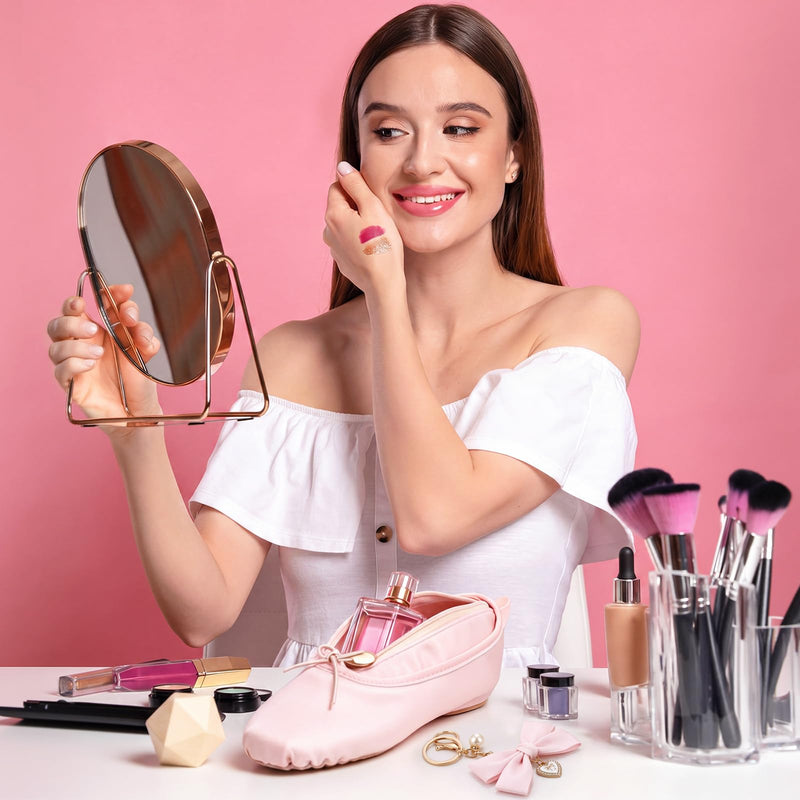 6 Pcs Ballet Shoe Makeup Bag Recital Gifts for Women Dance Pink Shoe Cosmetic Pouch with Bow Keychain Cute Ballerina Slipper Pouch Dancer Stuff