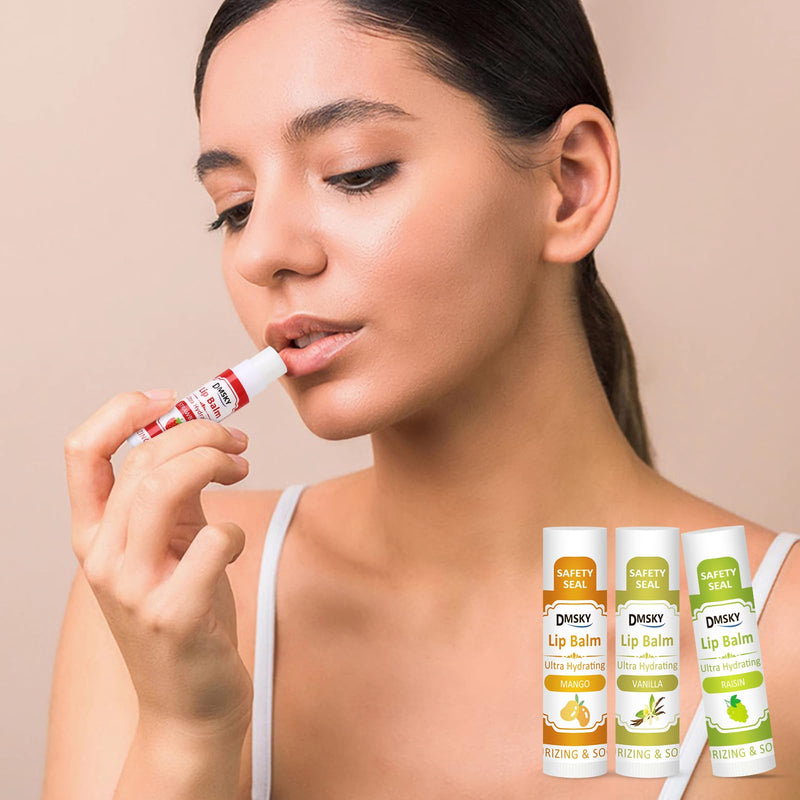 DMSKY 30 Pack Lip Balm, Natural Lip Balm Bulk with Vitamin E and Coconut Oil, Moisturizing Soothing Chapped Lips-15 Flavors | Hydrates with Vitamin E & Beeswax, Moisturizing Lip Care for Dry Chapped Lips C-30 Count