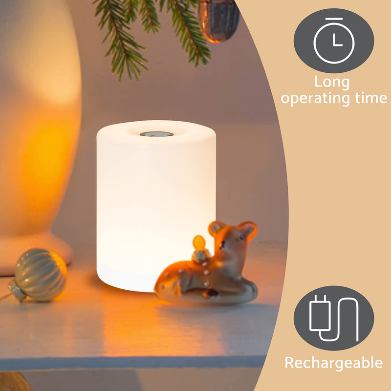 [Australia] - Mini Night Light, Soft Dim Lamp, Small Cordless Touch Night Light Dimmable Portable Rechargeable Battery Operated, Wireless Bedside Table Lamps for Baby Nursery, Bedroom, Hallway Warm White 