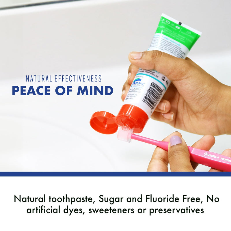[Australia] - Brilliant Oral Care Kids Fluoride Free Toothpaste, Spry Gel with Xylitol, Strawberry Banana Flavor for Ages 3+ Months, 2 fl oz, 2 Pack 1 Fl Oz (Pack of 2) 