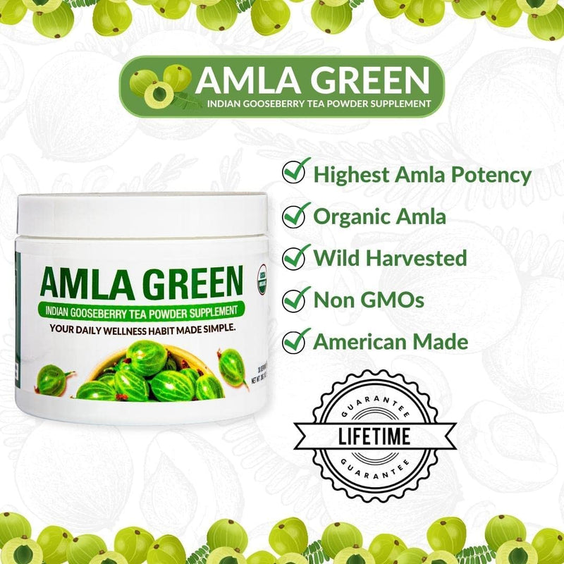 [Australia] - Amla Powder & Green Tea Superfood Supplement, 20x Ultra Concentrated Amla, Antioxidant Support, Made with Oolong Tea and Indian Gooseberries, Organic, Vegan, Classic Flavor, 30 Servings Amla Powder | 30 Servings 